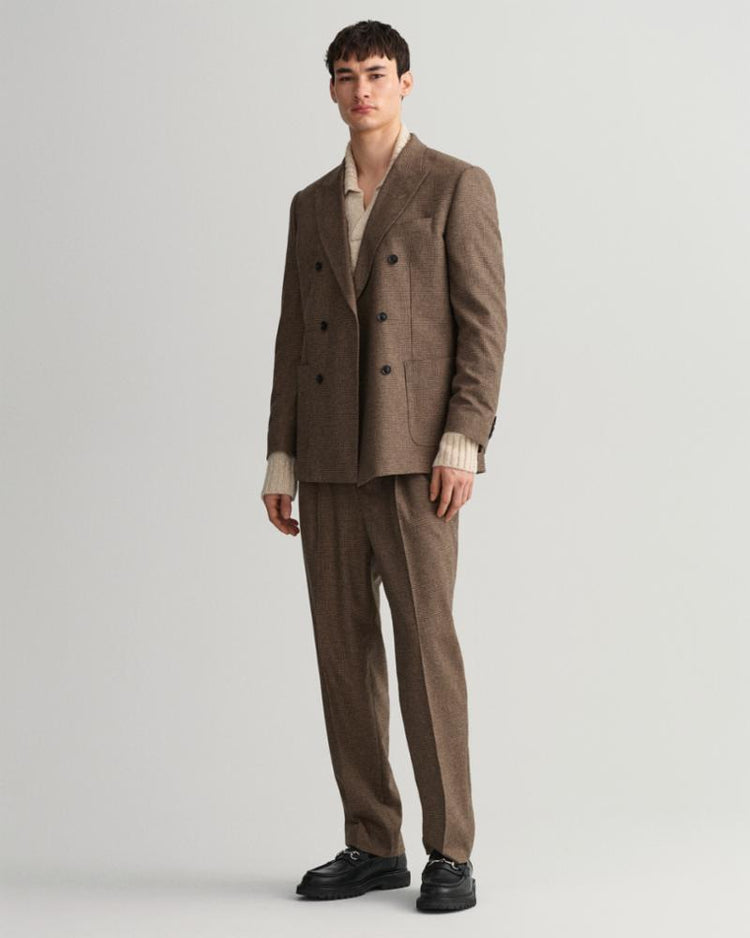 Gant Apparel Mens D2. HOUNDSTOOTH CHECK SUIT BLAZER 274/RICH BROWN
