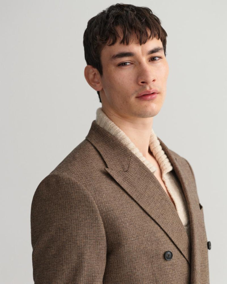 Gant Apparel Mens D2. HOUNDSTOOTH CHECK SUIT BLAZER 274/RICH BROWN