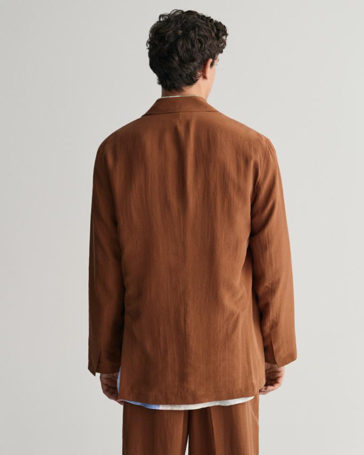 Gant Apparel Mens RELAXED SILK SUIT BLAZER 278/COGNAC BROWN