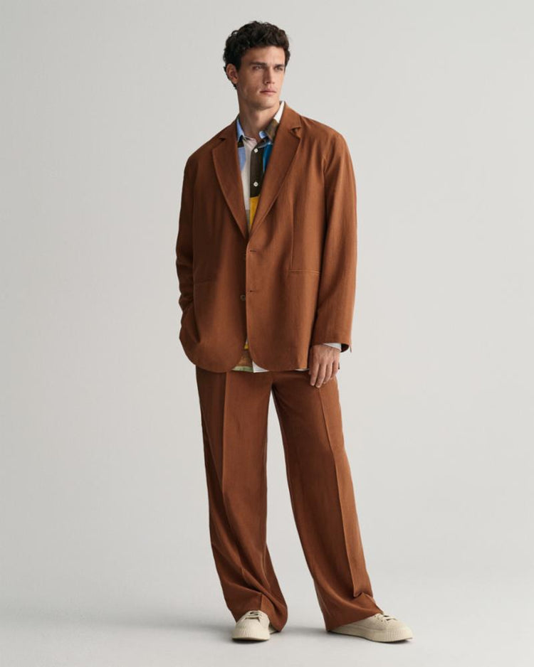 Gant Apparel Mens RELAXED SILK SUIT BLAZER 278/COGNAC BROWN