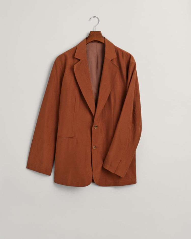 Gant Apparel Mens RELAXED SILK SUIT BLAZER 278/COGNAC BROWN