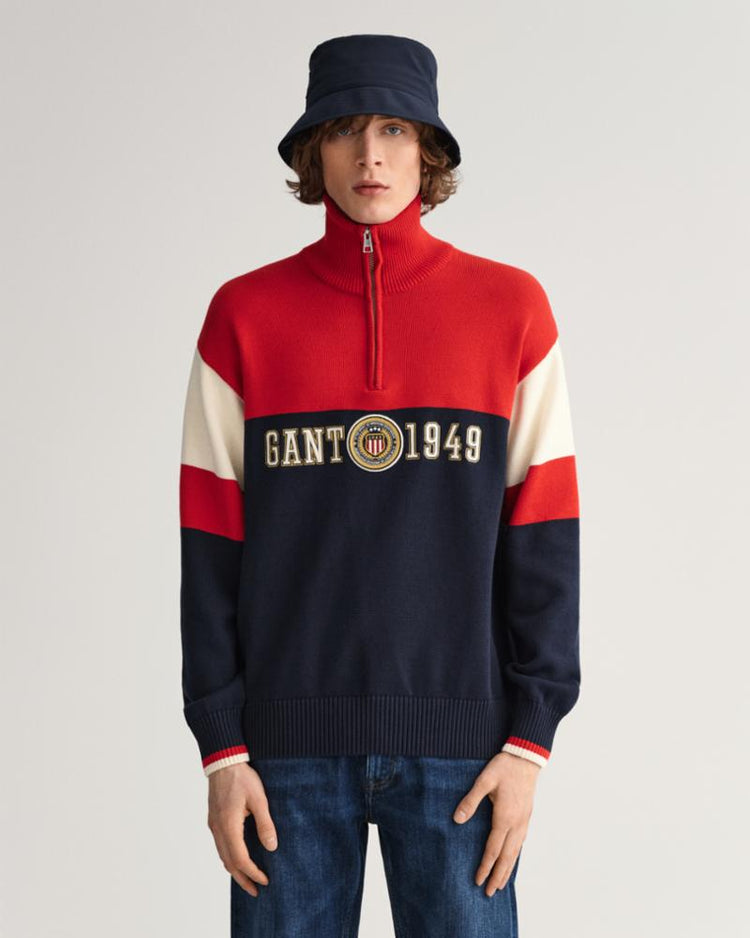 Gant Apparel Mens CREST SHIELD HALFZIP 630/RUBY RED