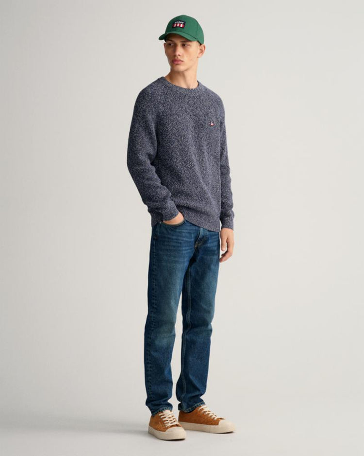 Gant Apparel Mens TWISTED COTTON C-NECK 433/EVENING BLUE