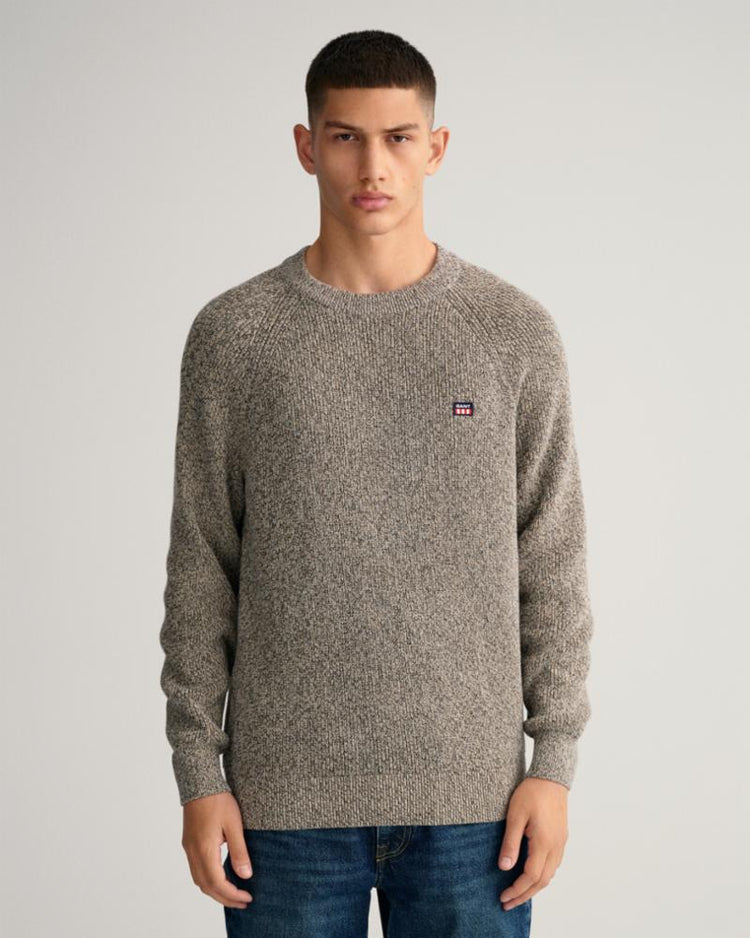 Gant Apparel Mens TWISTED COTTON C-NECK 93/GREY MELANGE