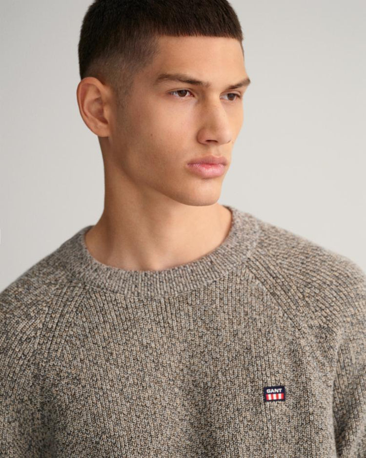 Gant Apparel Mens TWISTED COTTON C-NECK 93/GREY MELANGE