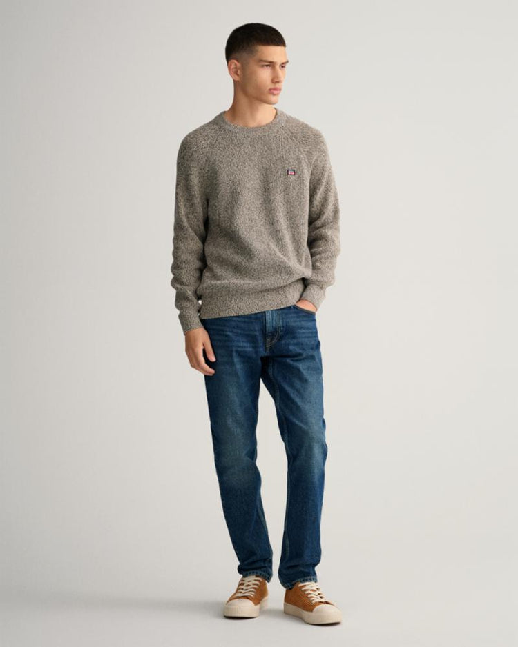 Gant Apparel Mens TWISTED COTTON C-NECK 93/GREY MELANGE