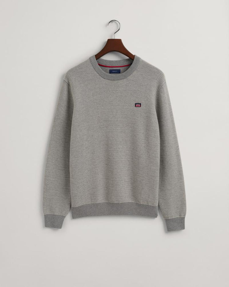 Gant Apparel Mens LIGHT TEXTURE C-NECK 93/GREY MELANGE