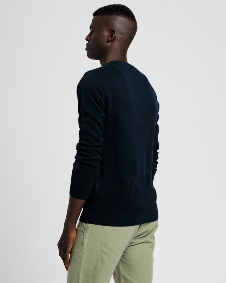 Gant Apparel Mens COTTON PIQUE C-NECK 433/EVENING BLUE