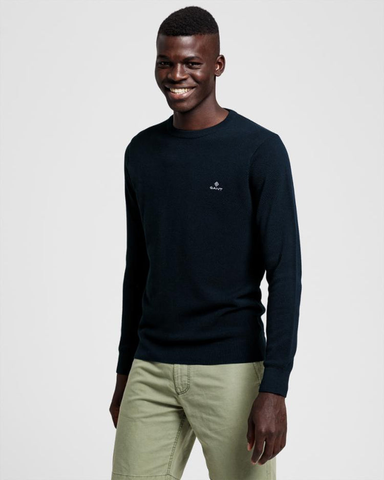 Gant Apparel Mens COTTON PIQUE C-NECK 433/EVENING BLUE