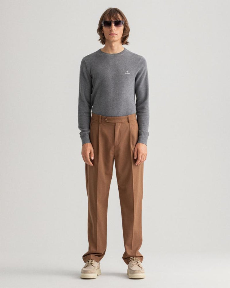 Gant Apparel Mens COTTON PIQUE C-NECK 92/DARK GREY MELANGE