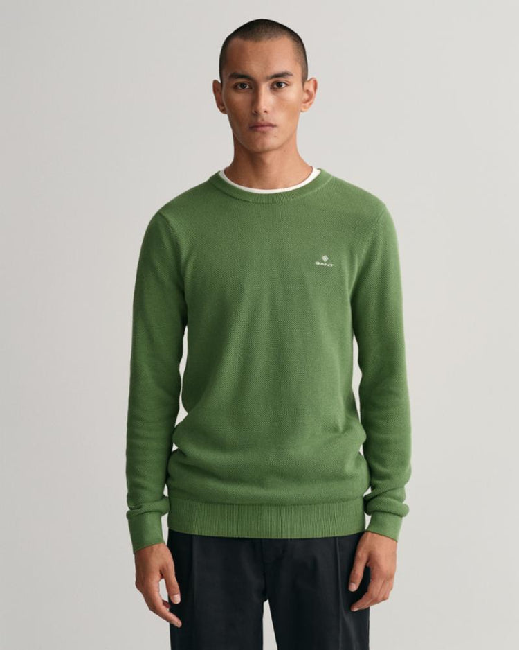 Gant Apparel Mens COTTON PIQUE C-NECK 308/LEAF GREEN