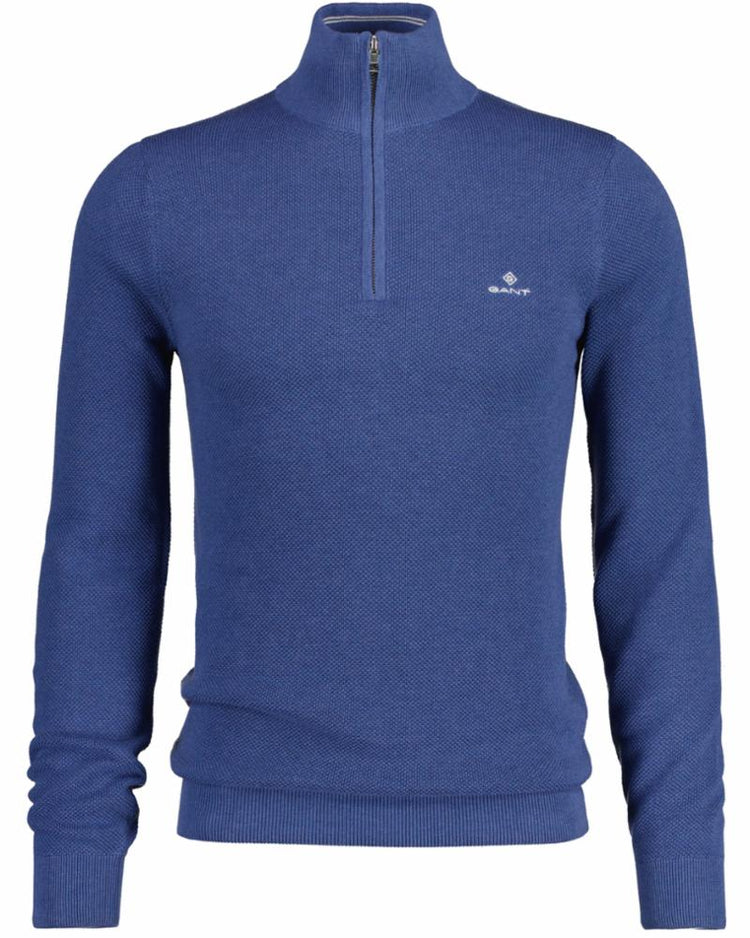 Gant Apparel Mens COTTON PIQUE HALF ZIP 906/DENIM BLUE MEL