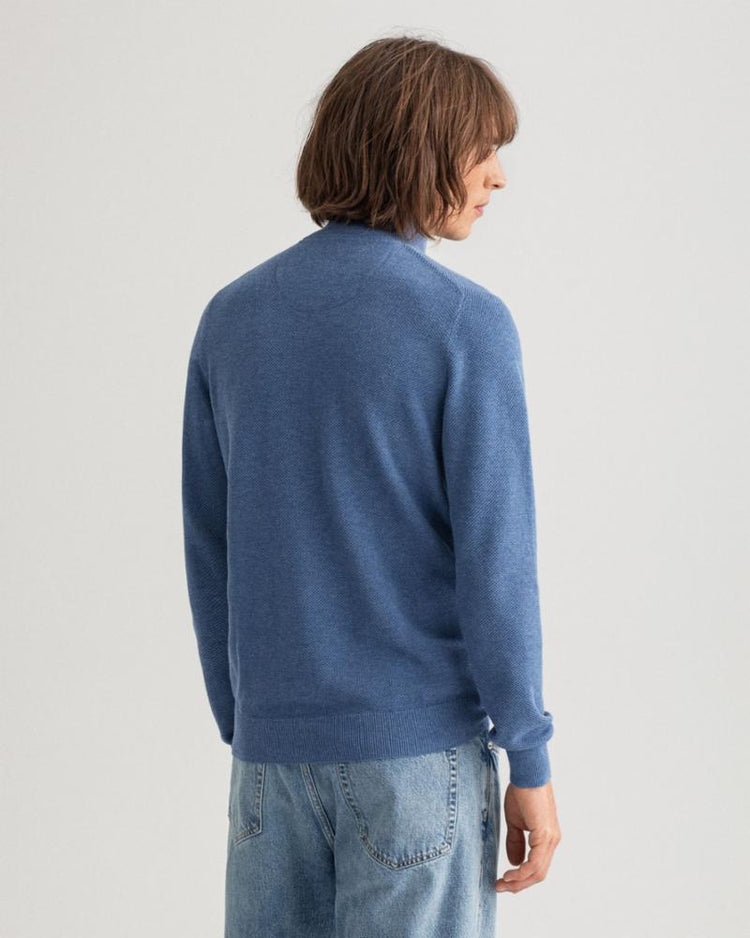 Gant Apparel Mens COTTON PIQUE HALF ZIP 906/DENIM BLUE MEL