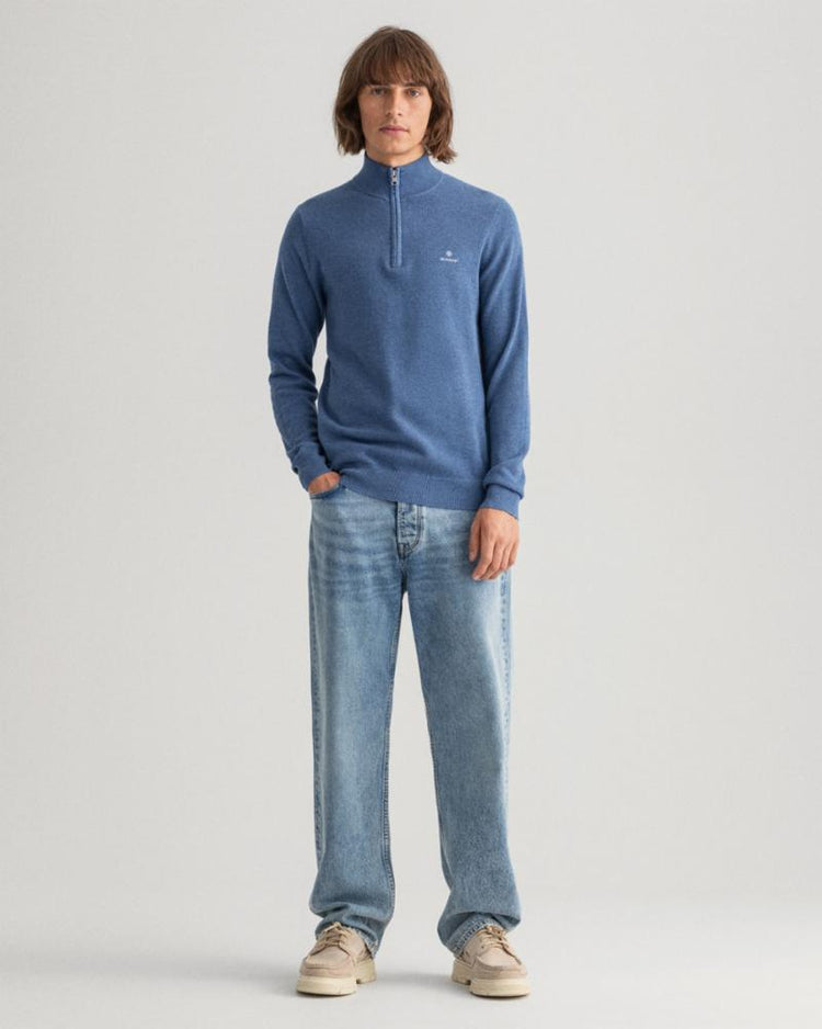Gant Apparel Mens COTTON PIQUE HALF ZIP 906/DENIM BLUE MEL