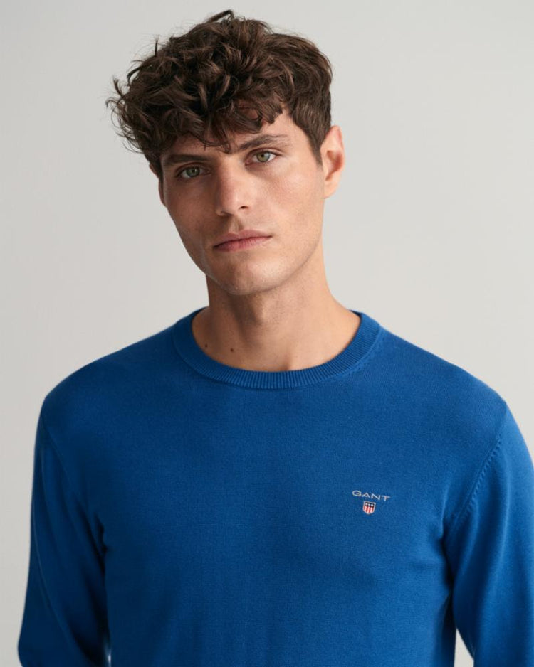 Gant Apparel Mens CLASSIC COTTON C-NECK 408/LAKE BLUE