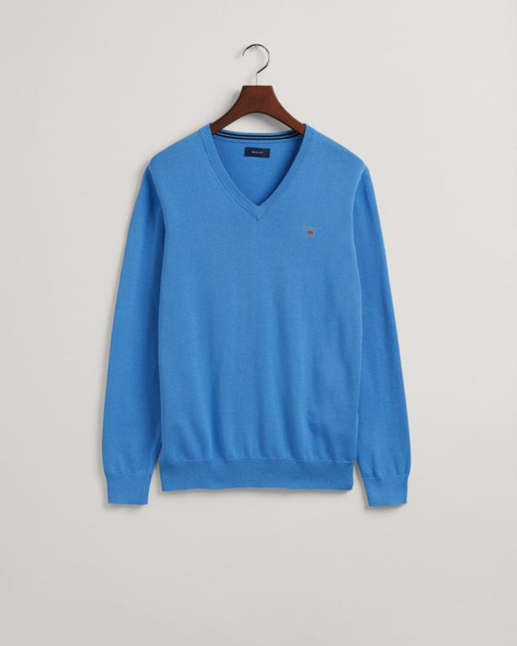 Gant Apparel Mens CLASSIC COTTON V-NECK 445/PACIFIC BLUE