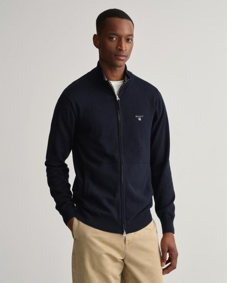 Gant Apparel Mens CLASSIC COTTON ZIP CARDIGAN 5/BLACK