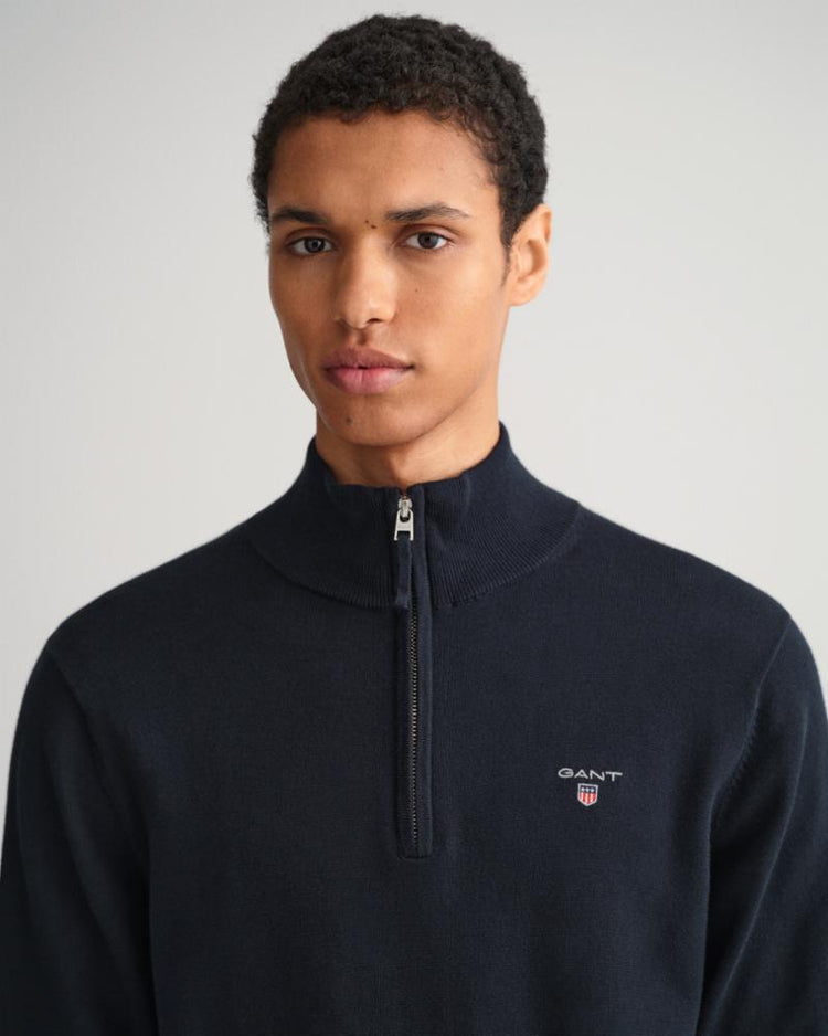 Gant Apparel Mens CLASSIC COTTON HALF ZIP 433/EVENING BLUE