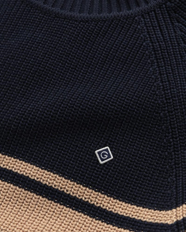 Gant Apparel Mens COTTON RIB STRIPED C-NECK 433/EVENING BLUE