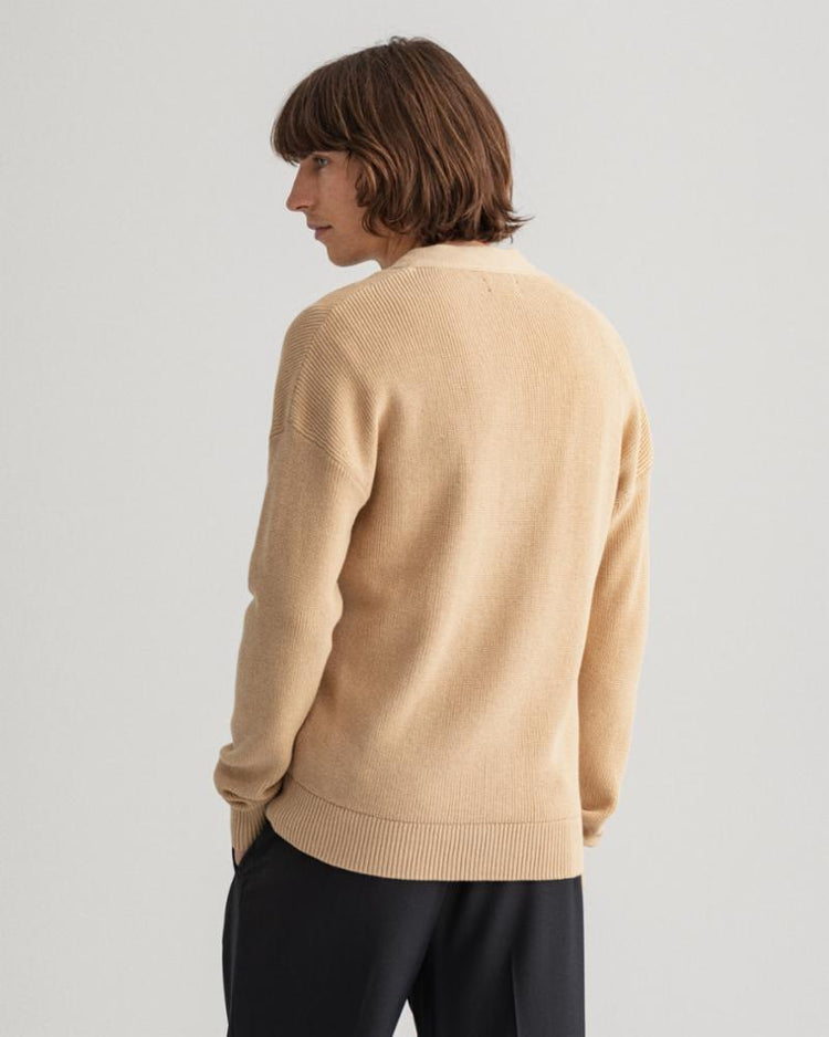 Gant Apparel Mens COTTON RIB CARDIGAN 228/DARK ALMOND