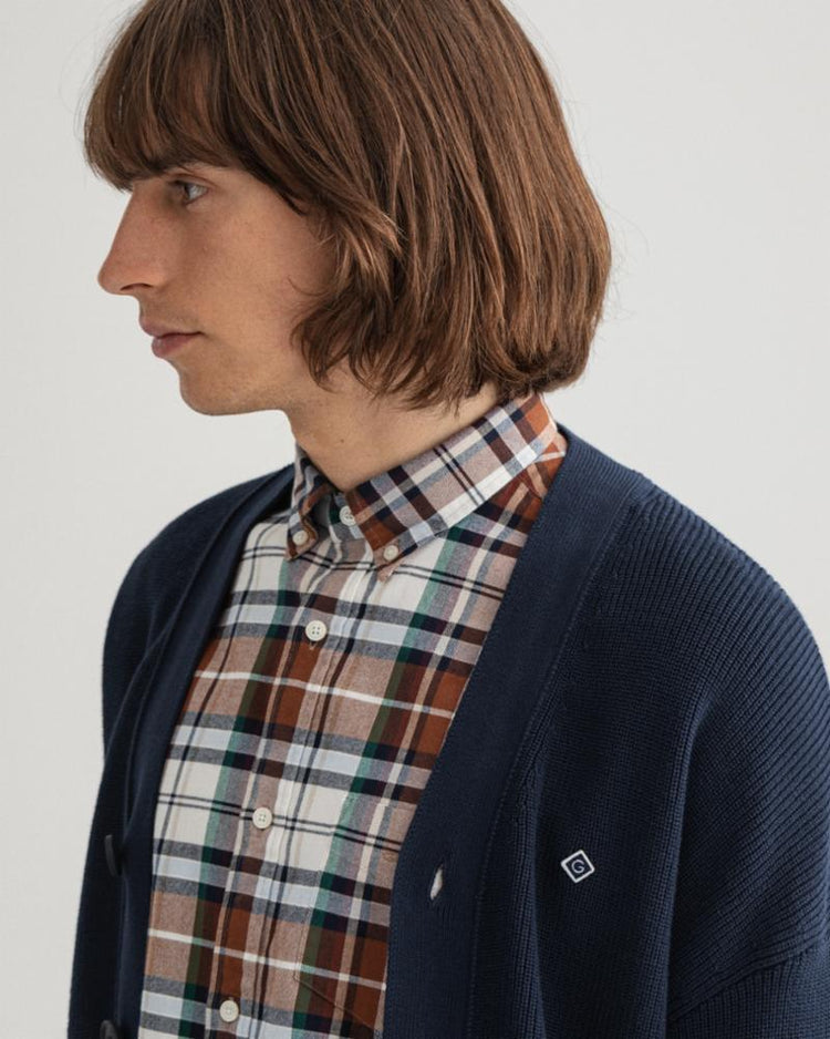 Gant Apparel Mens COTTON RIB CARDIGAN 433/EVENING BLUE