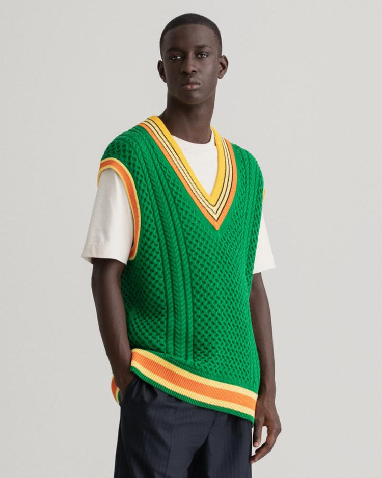 Gant Apparel Mens CABLE SLIPOVER 316/LAVISH GREEN