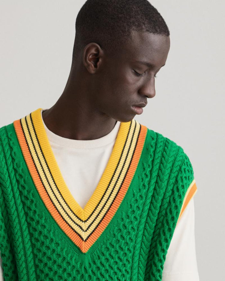 Gant Apparel Mens CABLE SLIPOVER 316/LAVISH GREEN