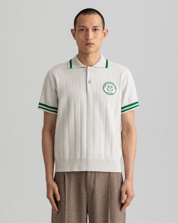 Gant Apparel Mens RACQUET CLUB KNITTED POLO 130/CREAM
