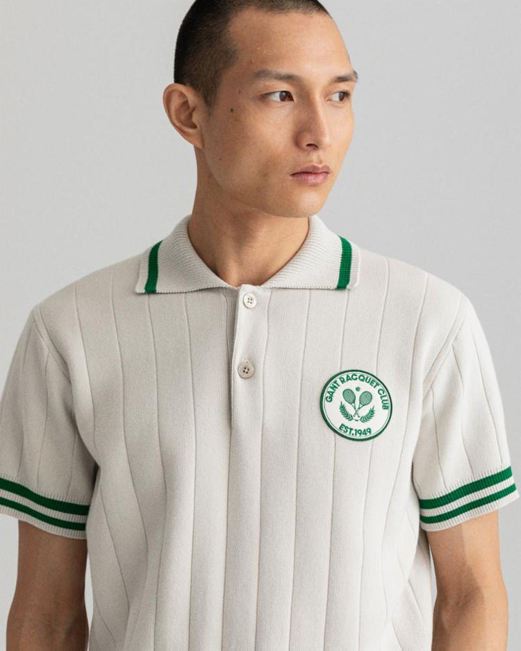 Gant Apparel Mens RACQUET CLUB KNITTED POLO 130/CREAM
