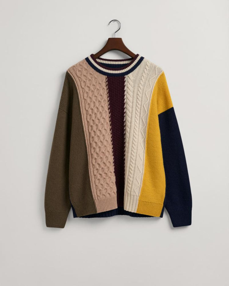 Gant Apparel Mens PATCHED CABLE C-NECK 433/EVENING BLUE