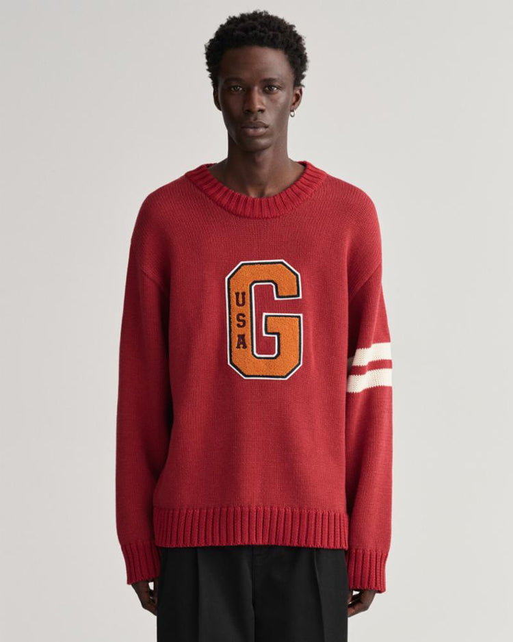 Gant Apparel Mens OVERSIZED LETTERMAN C-NECK 603/AUTUMN SUNSET
