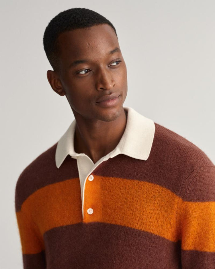 Gant Apparel Mens BARSTRIPED RUGGER 824/GOLDEN ORANGE