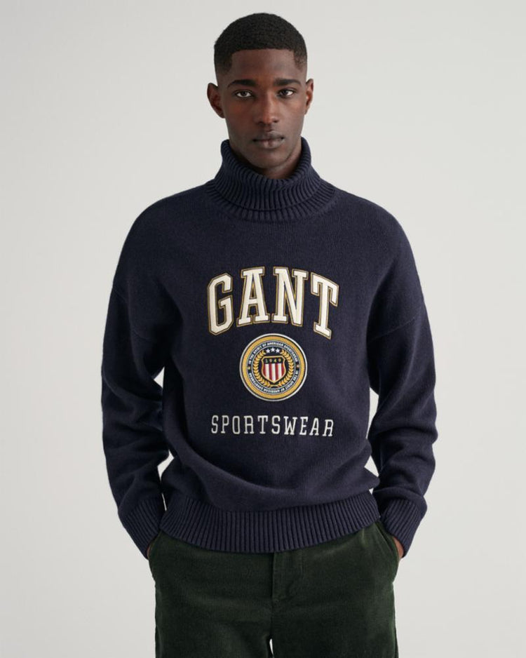 Gant Apparel Mens CREST SHIELD ROLLNECK 433/EVENING BLUE