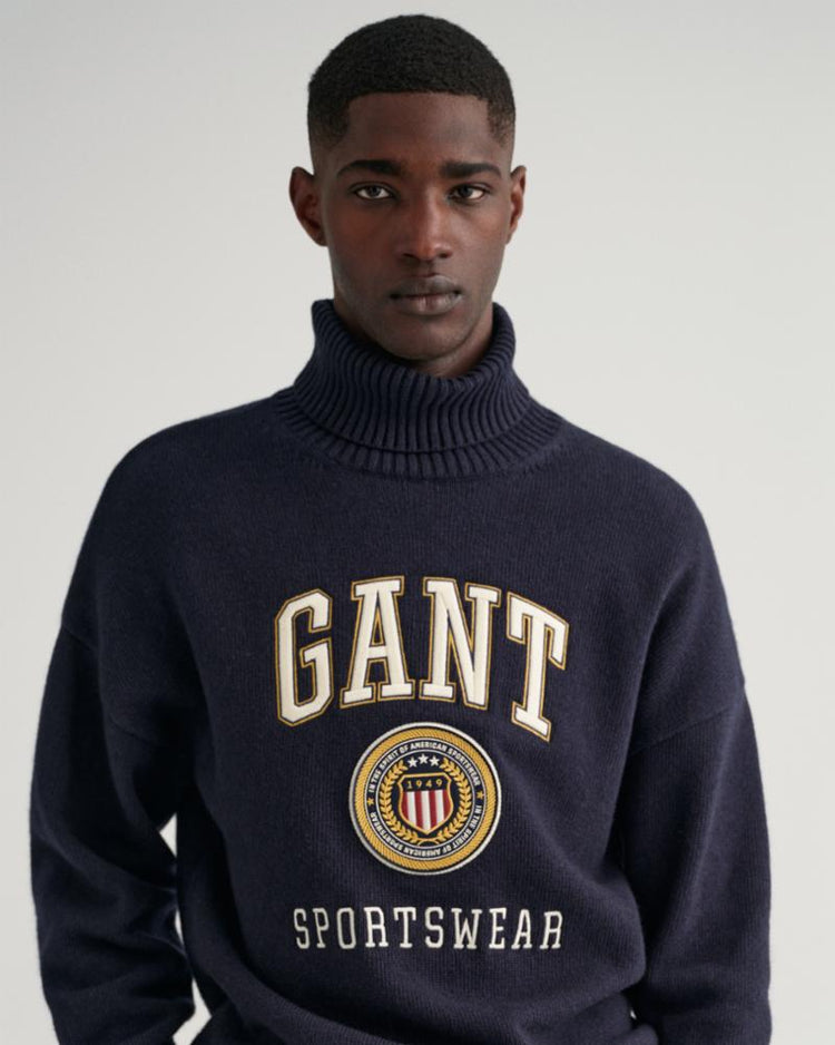 Gant Apparel Mens CREST SHIELD ROLLNECK 433/EVENING BLUE