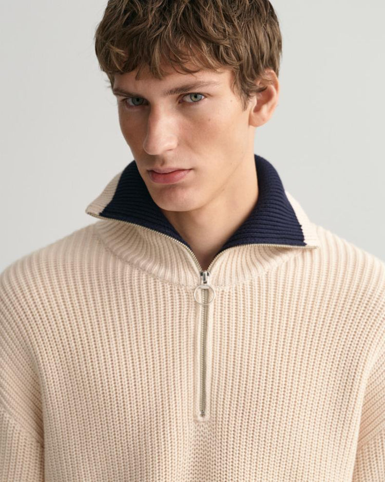 Gant Apparel Mens D2. RIB HALFZIP 116/LINEN