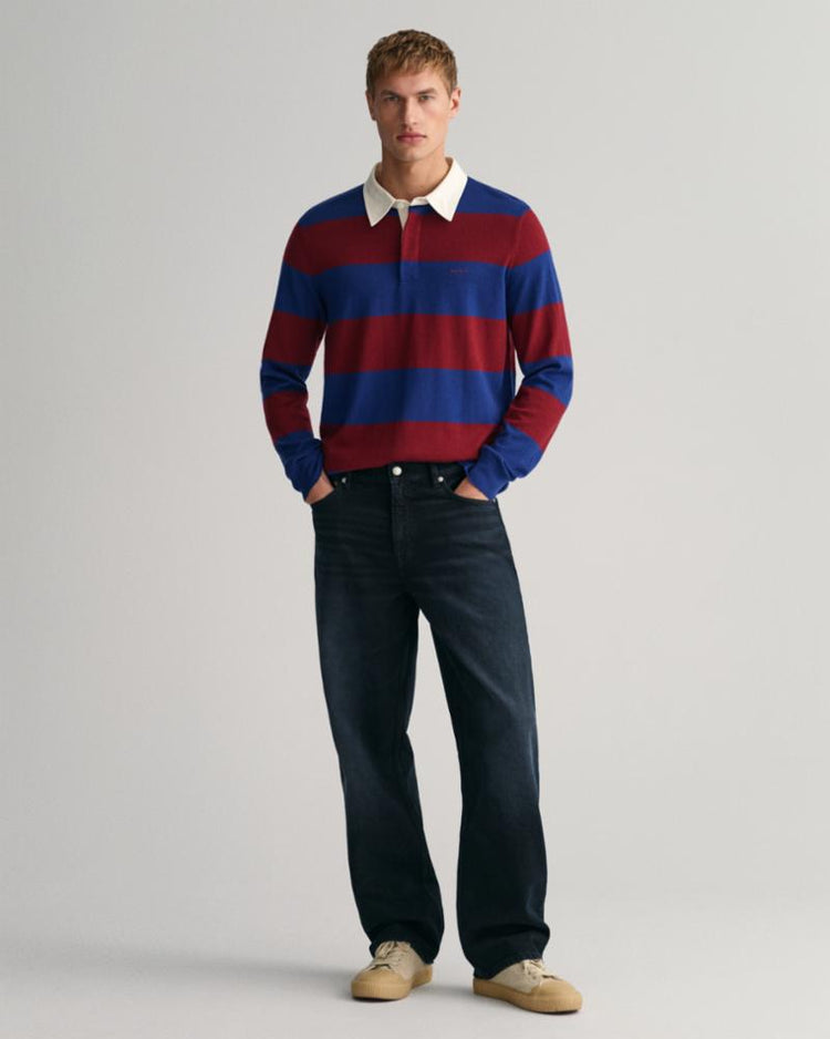 Gant Apparel Mens BARSTRIPE MERINO RUGGER 432/RICH NAVY