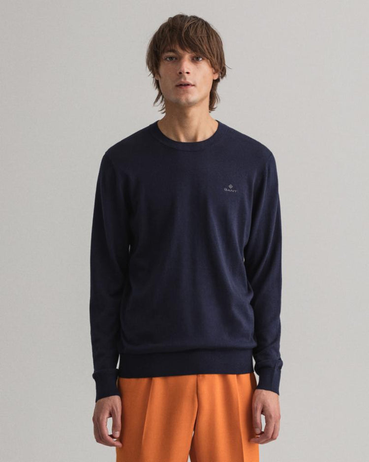 Gant Apparel Mens COTTON CASHMERE C-NECK 433/EVENING BLUE
