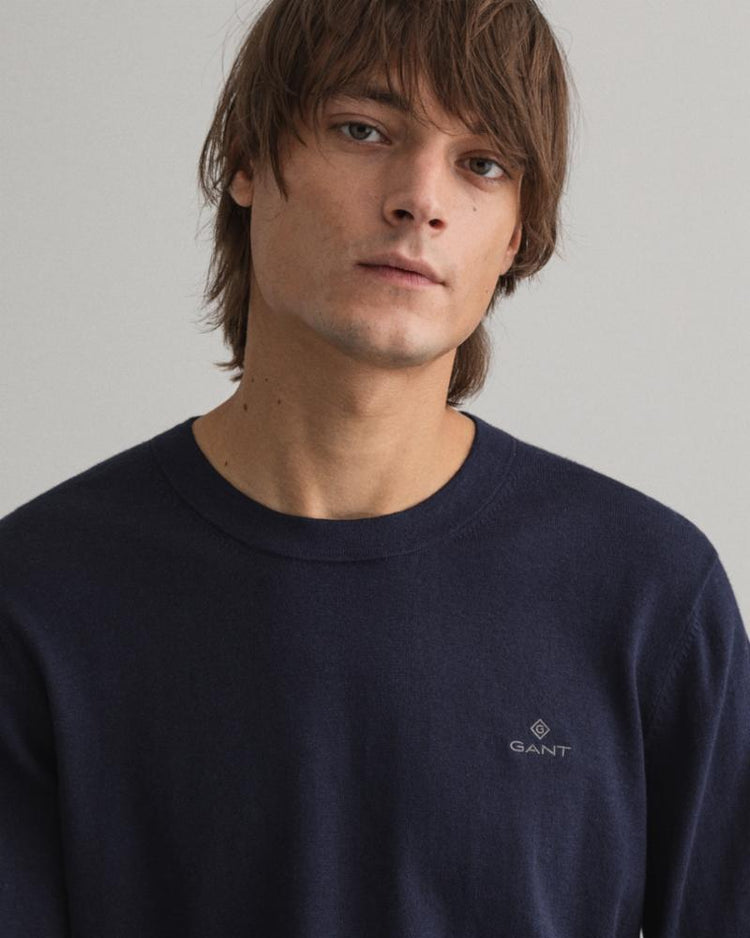 Gant Apparel Mens COTTON CASHMERE C-NECK 433/EVENING BLUE