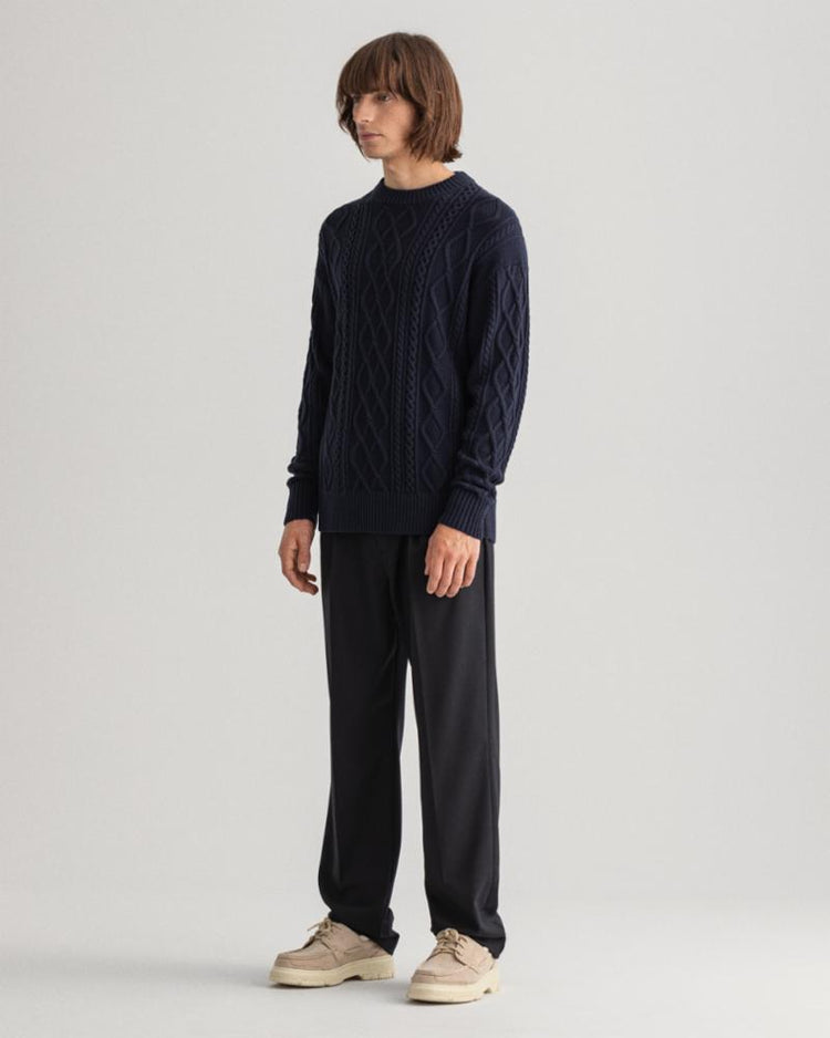 Gant Apparel Mens CABLE C-NECK 433/EVENING BLUE