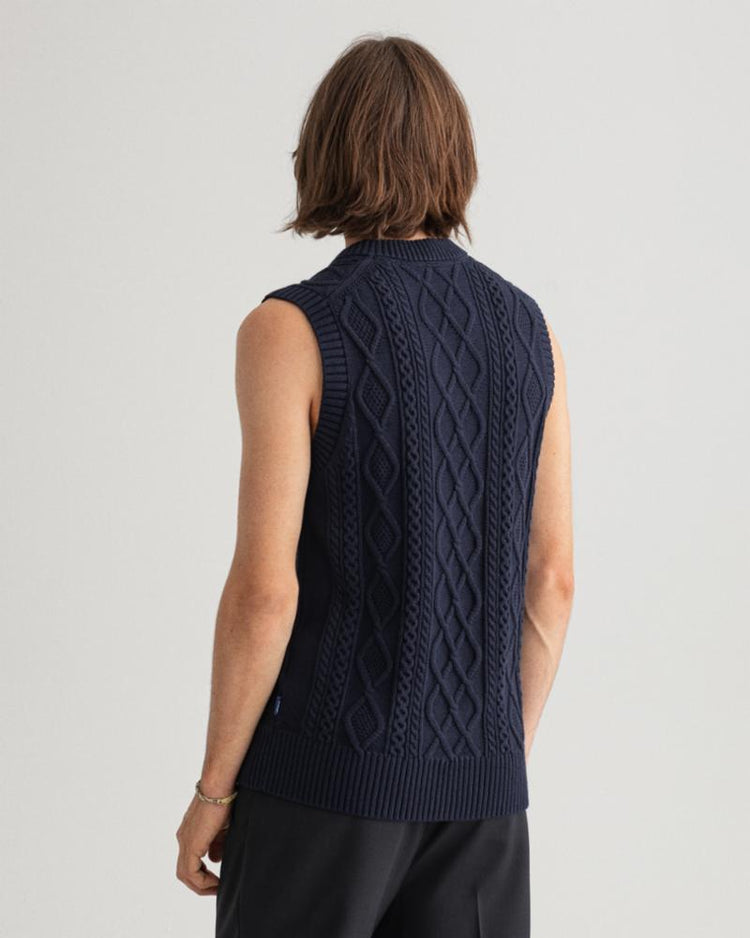 Gant Apparel Mens CABLE VEST 433/EVENING BLUE