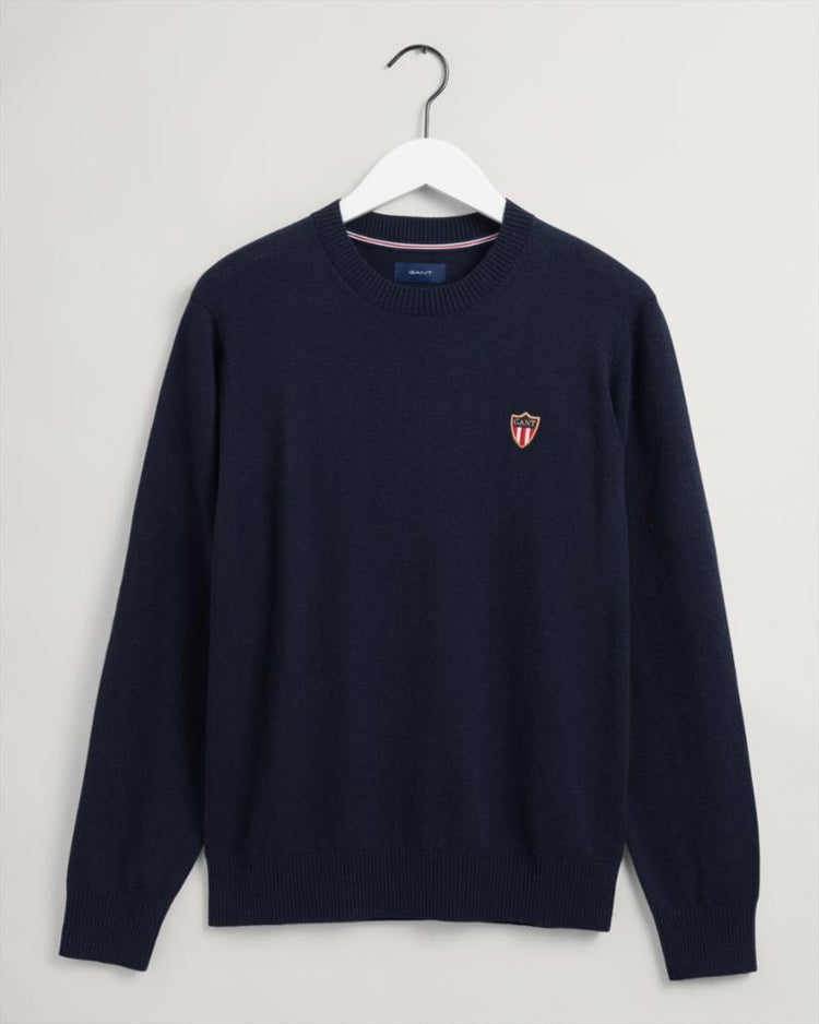 Gant Apparel Mens GANT BANNER SHIELD C-NECK 433/EVENING BLUE