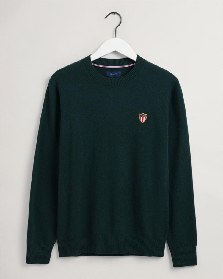 Gant Apparel Mens GANT BANNER SHIELD C-NECK 374/TARTAN GREEN