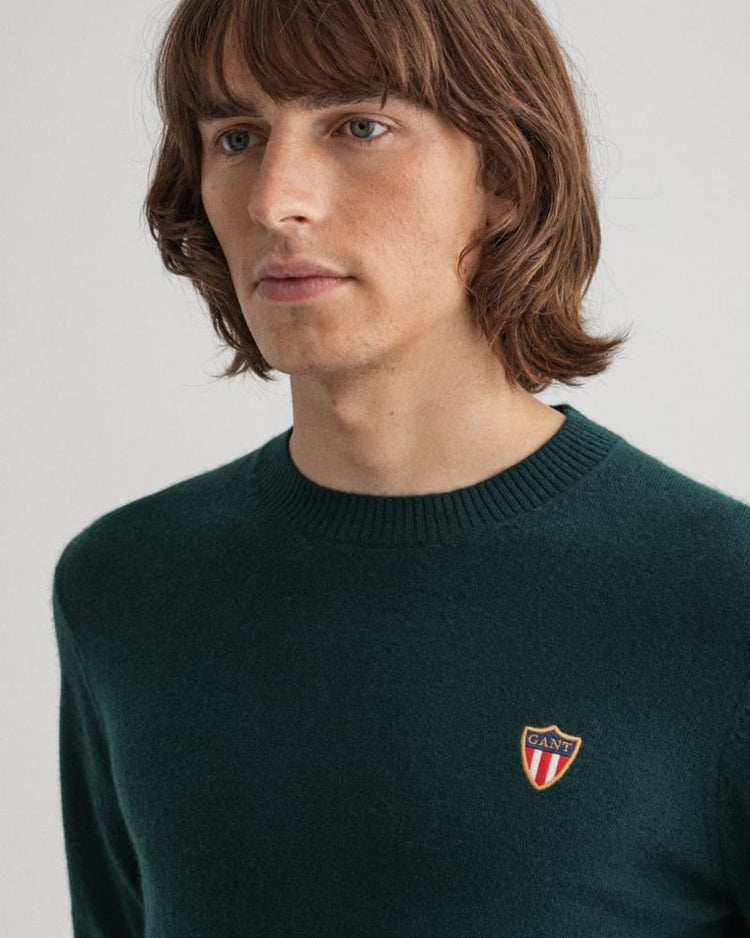 Gant Apparel Mens GANT BANNER SHIELD C-NECK 374/TARTAN GREEN