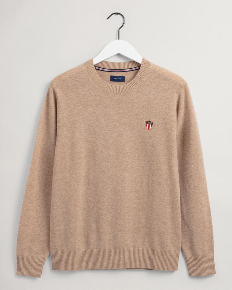 Gant Apparel Mens GANT BANNER SHIELD C-NECK 296/KHAKI MEL