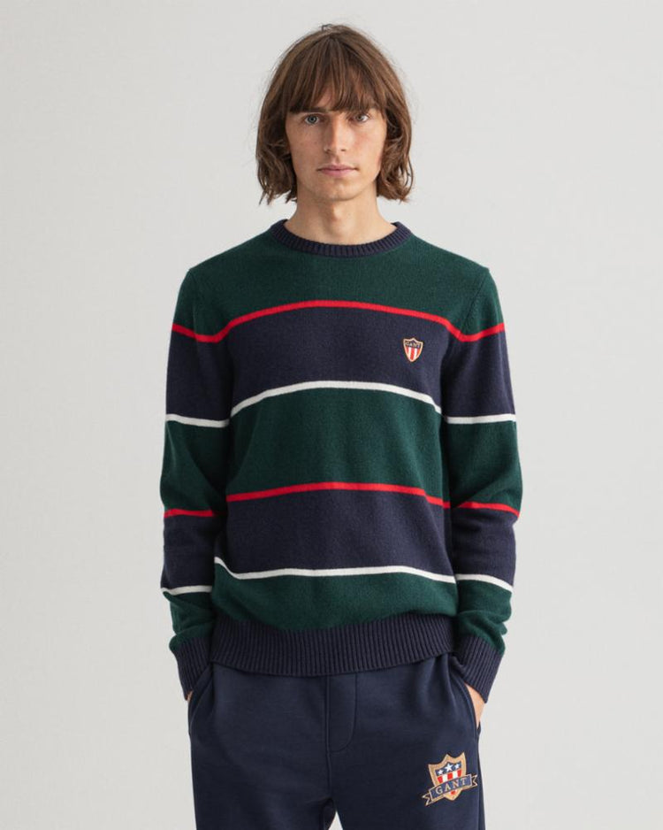 Gant Apparel Mens GANT BANNER SHIELD STRIPED C 374/TARTAN GREEN