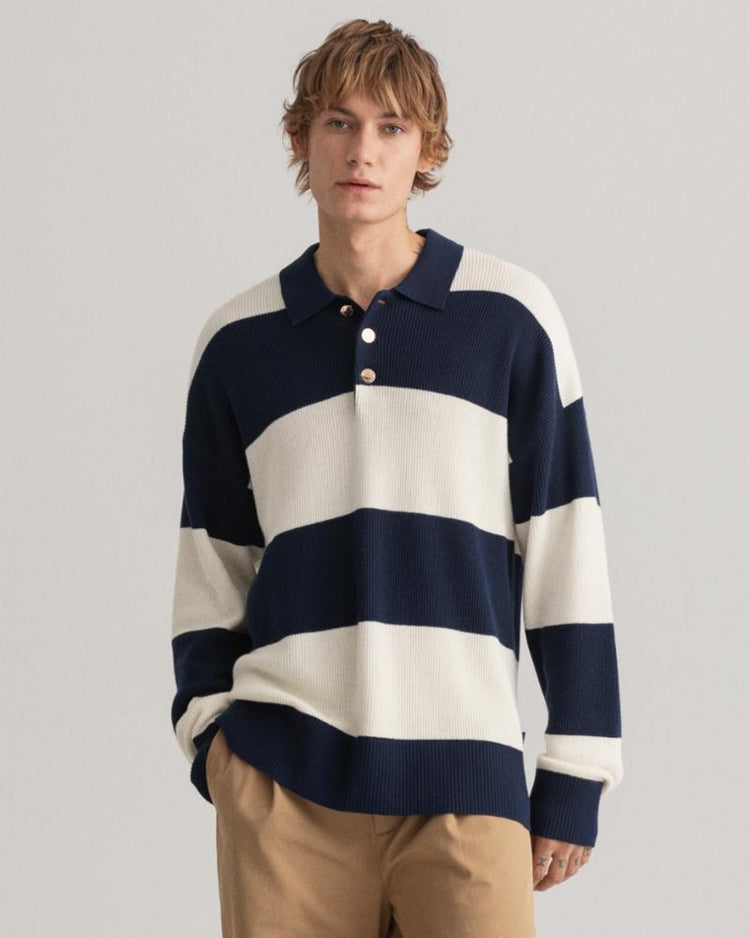 Gant Apparel Mens BARSTRIPED RIB RUGGER 410/MARINE