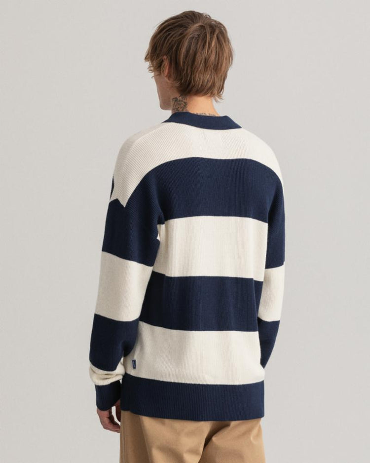 Gant Apparel Mens BARSTRIPED RIB RUGGER 410/MARINE