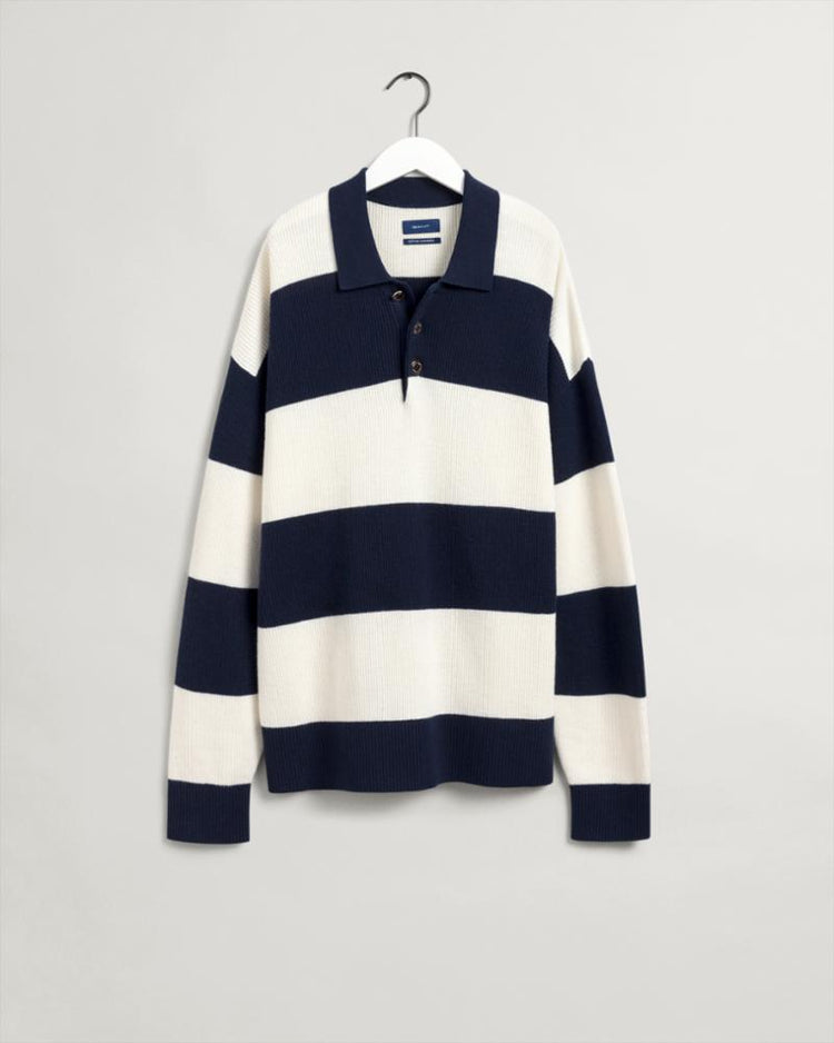 Gant Apparel Mens BARSTRIPED RIB RUGGER 410/MARINE