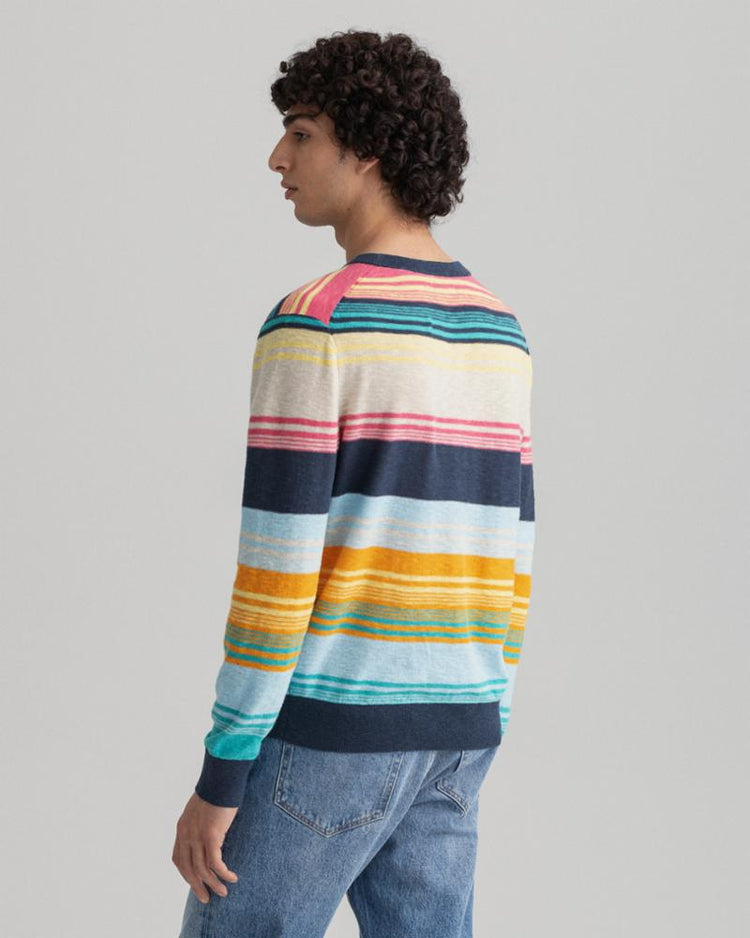 Gant Apparel Mens COTTON LINEN STRIPED C-NECK 105/MULTICOLOR