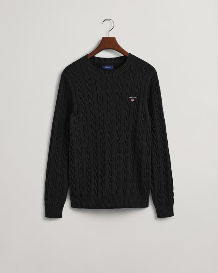 Gant Apparel Mens COTTON CABLE C-NECK 5/BLACK